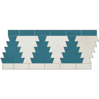 Mosaic House Moroccan tile Sharafa T 28-1 White,   Teal, blue, green   solid zellige, mosaic, zellij, border, glaze 